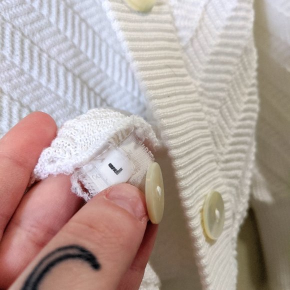 Luca Luca White Button Front Cardigan Sweater - Picture 4 of 8